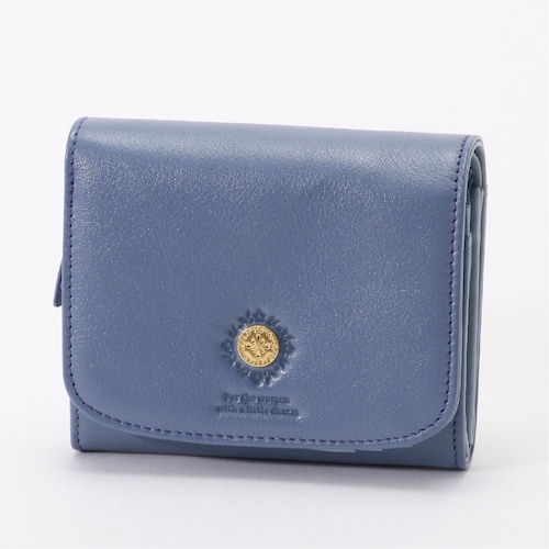 オリジナルブローチ付き牛革二つ折り財布／「コクーン」シリーズ