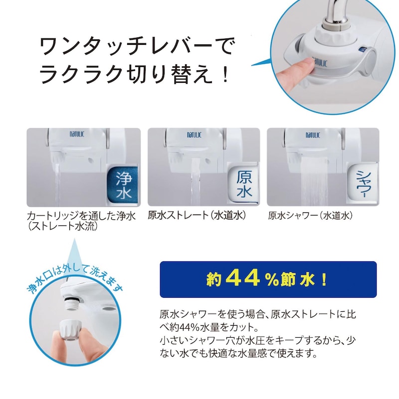 ワンタッチレバーでラクラク切り替え