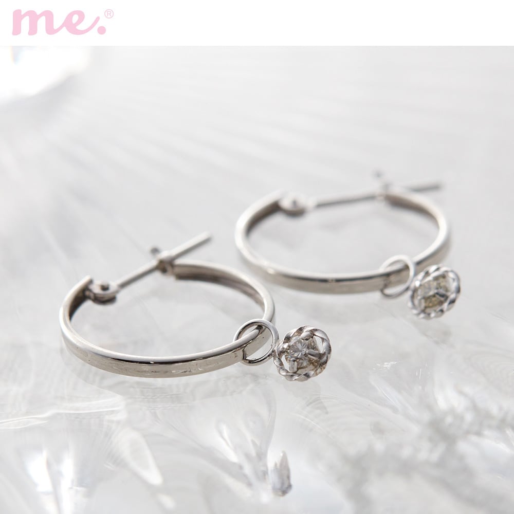 【ミー×ベルメゾン/me.×BELLE MAISON】【受注生産】プラチナ×ダイヤモンドピアス[日本製]