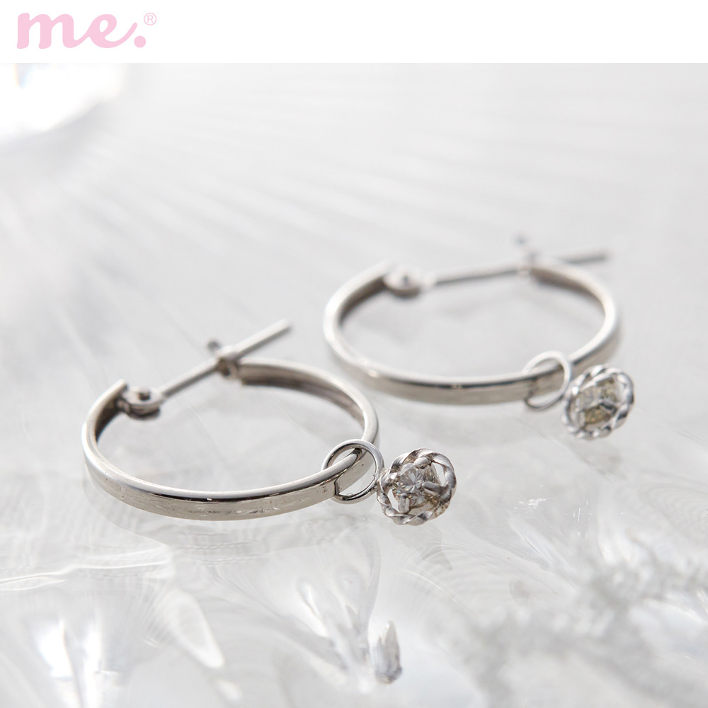 【ミー×ベルメゾン/me.×BELLE MAISON】【7月16日までお得!】 【受注生産】プラチナ×ダイヤモンドピアス[日本製]