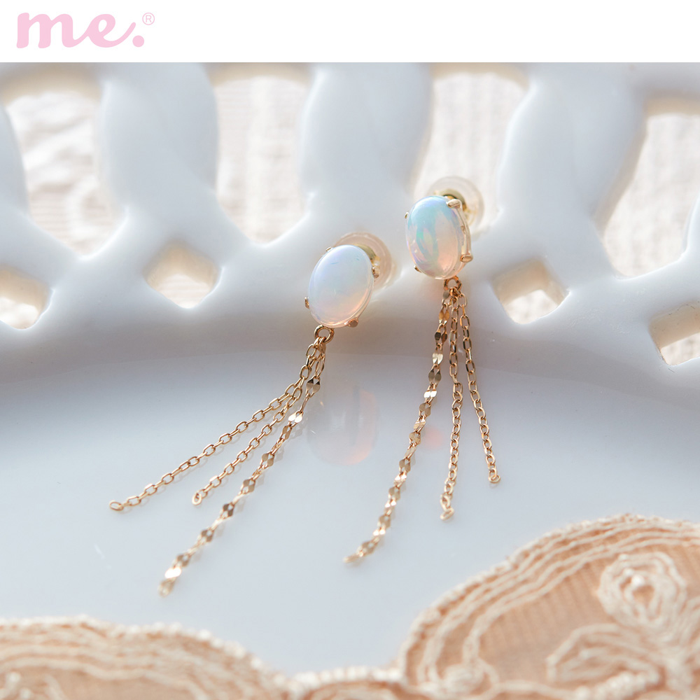【ミー×ベルメゾン/me.×BELLE MAISON】【7月16日までお得!】 【受注生産】18金オパールフリンジピアス[日本製]