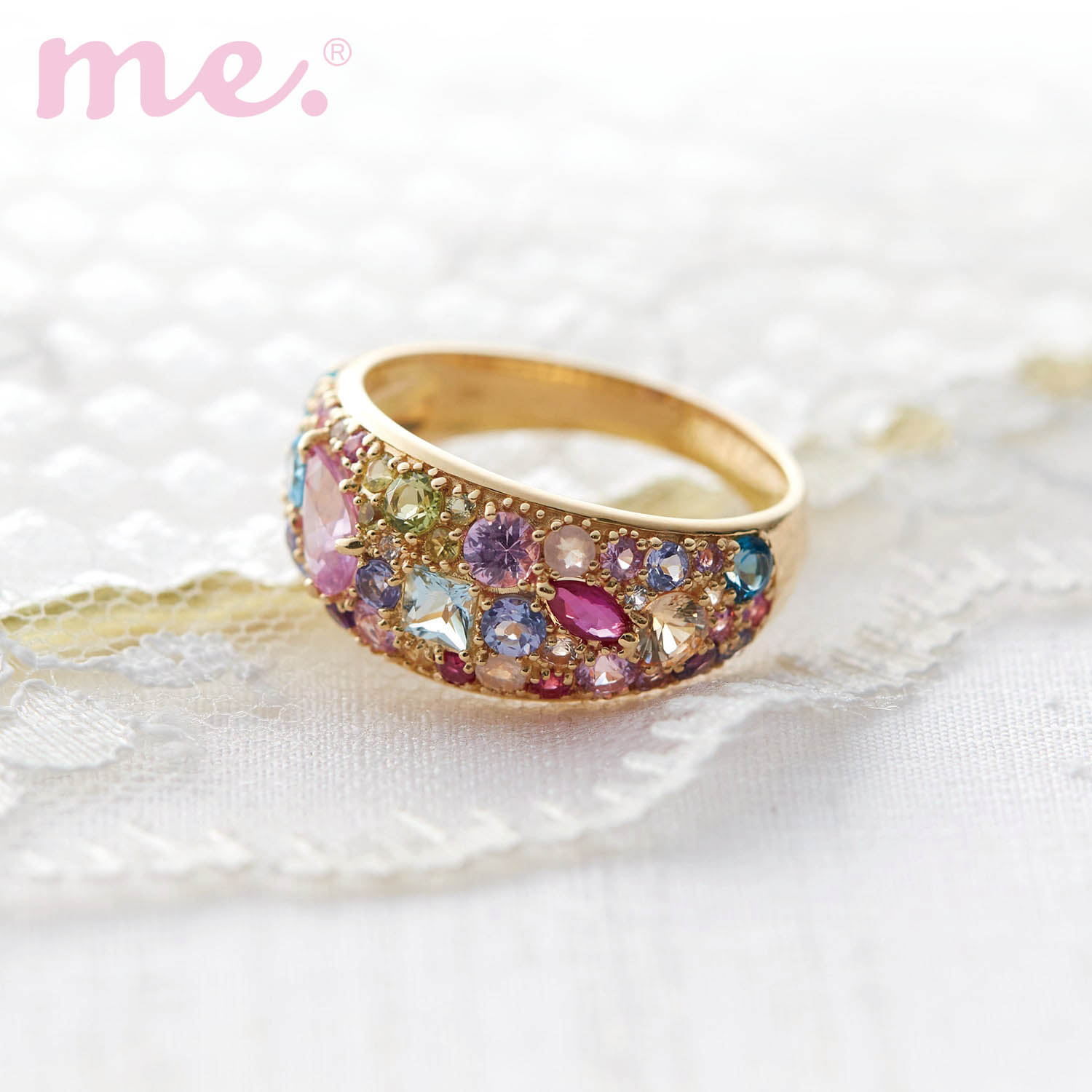 【ミー×ベルメゾン/me.×BELLE MAISON】【7月16日までお得!】 【受注生産】18金天然石パヴェリング[日本製]