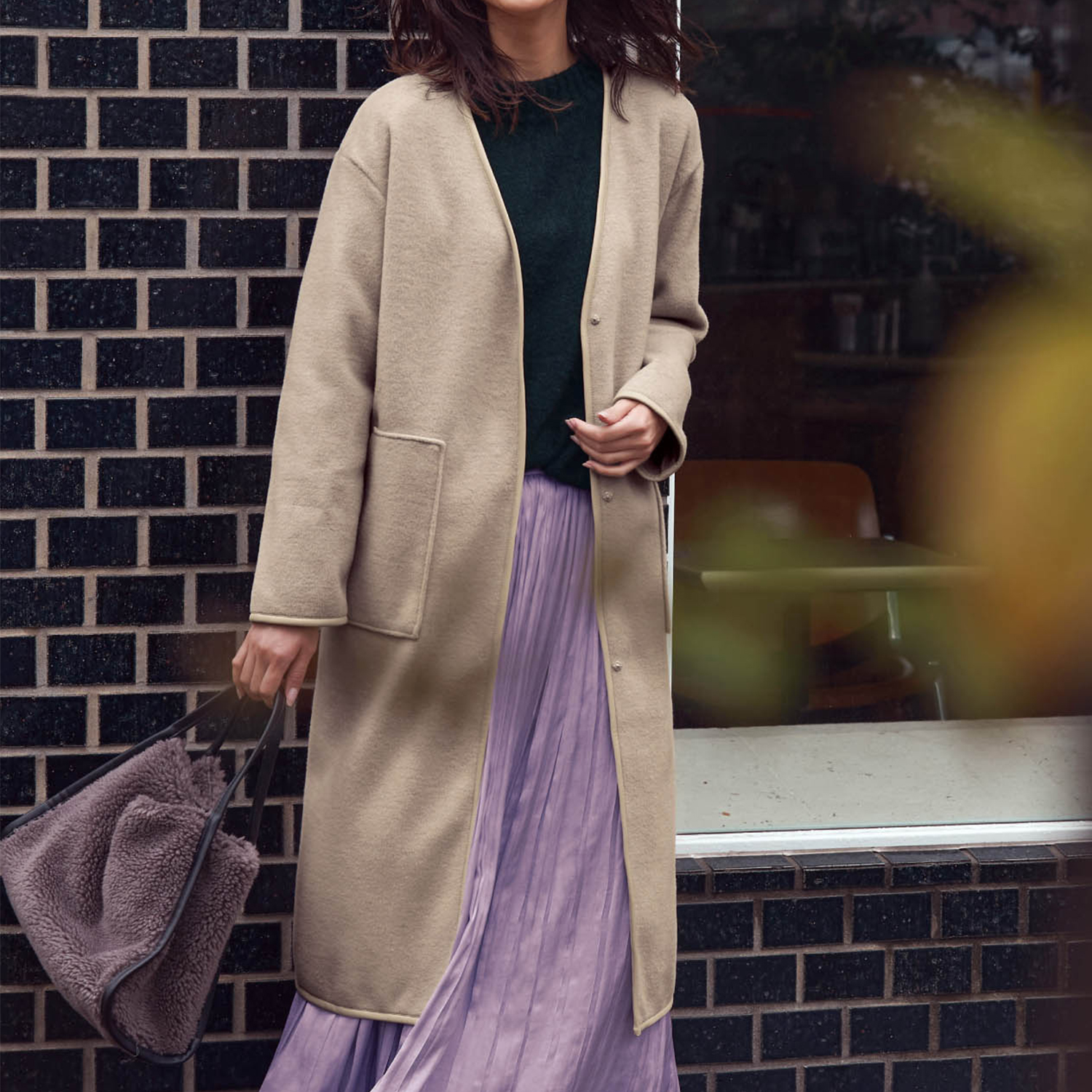 9月30日販売終了 インナーダウンの上から羽織れる フェイクレザーパイピング使いダブルフェイスノーカラーコート 通販のベルメゾンネット 9月30日販売終了 インナーダウンの上から羽織れる フェイクレザーパイピング使いダブルフェイスノーカラーコート 通販のベルメゾンネット