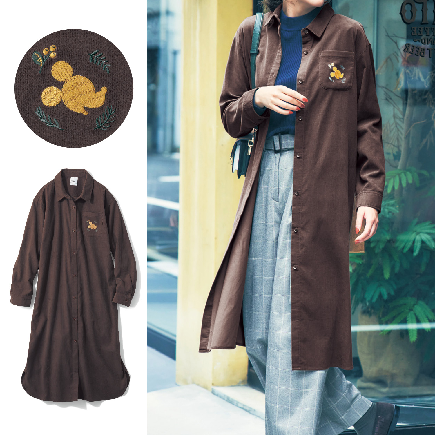 コーデュロイシャツワンピース ミッキーマウス ディズニー Disney 通販のベルメゾンネット コーデュロイシャツワンピース ミッキーマウス ディズニー Disney 通販のベルメゾンネット