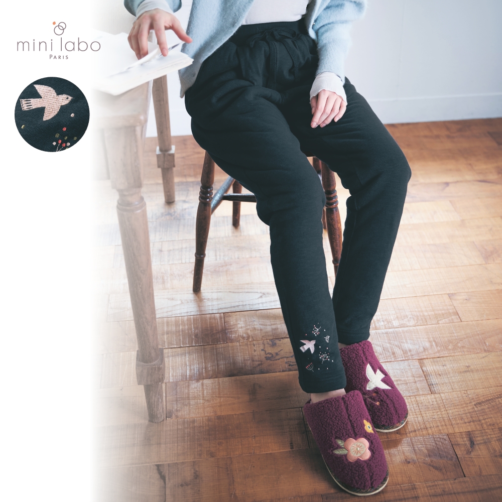 【ミニラボ/mini labo】刺繍がかわいい裏ボアパンツ/リリ 「ミニラボ」