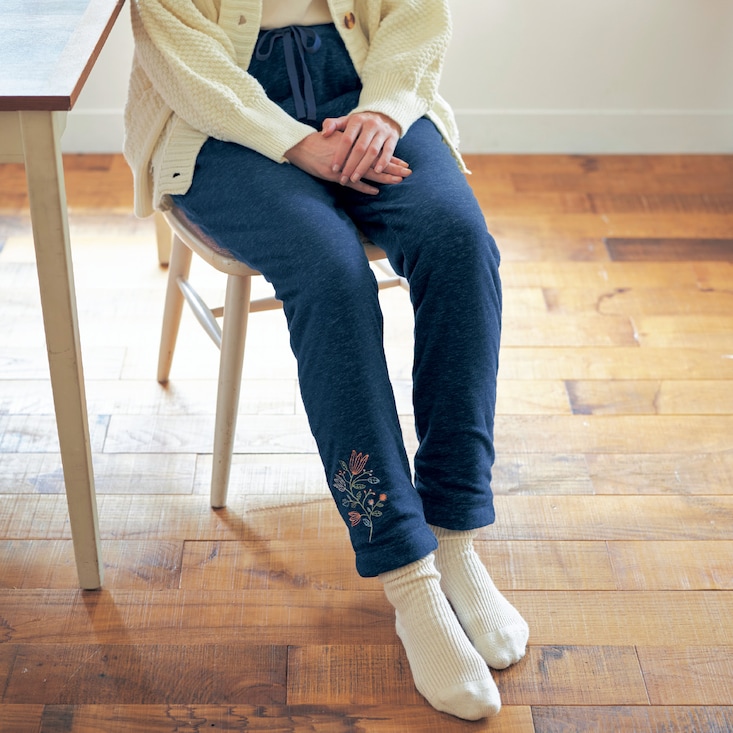 刺繍がかわいい裏ボアパンツ／リリ 「ミニラボ」
