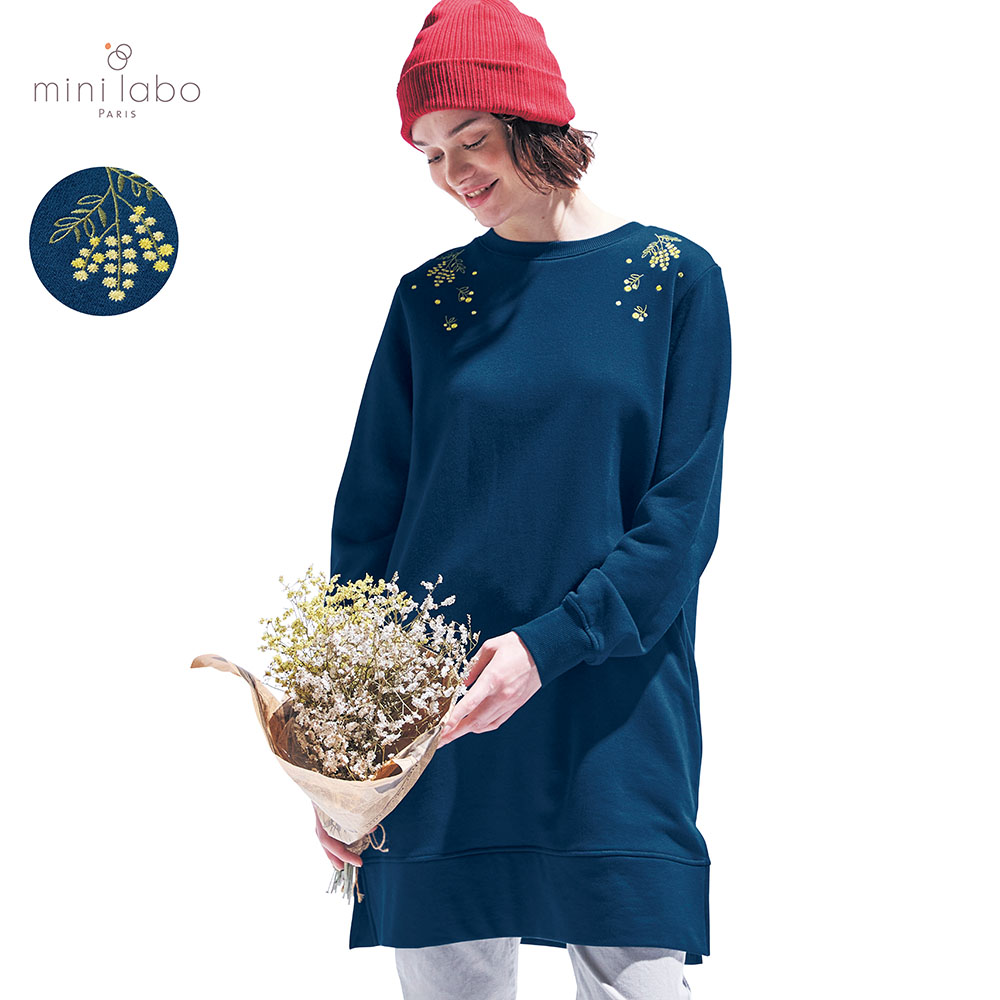 背中ボアのあったかチュニック/ミモザ 「ミニラボ」 背中ボアのあったかチュニック/ミモザ 「ミニラボ」