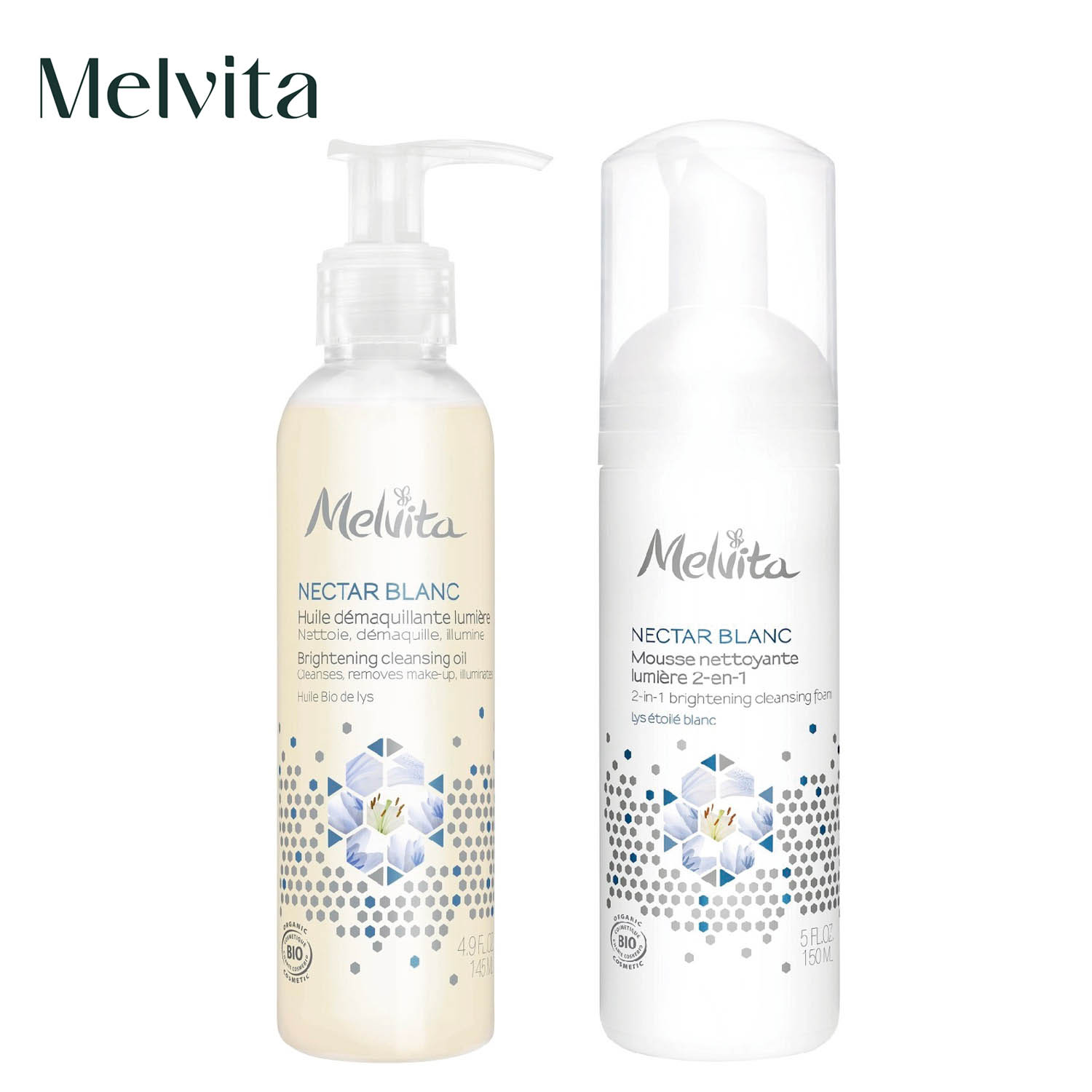 【メルヴィータ/Melvita】ネクターブラン クレンジング & ホイップウォッシュ (洗顔料・クレンジングオイルセット)