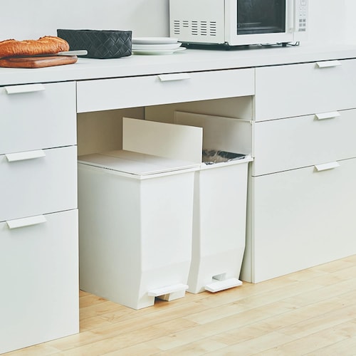 棚下で使えるキャスター付きペダル式キッチンゴミ箱２個セット ［日本製］＜３５Ｌ／４５Ｌ＞