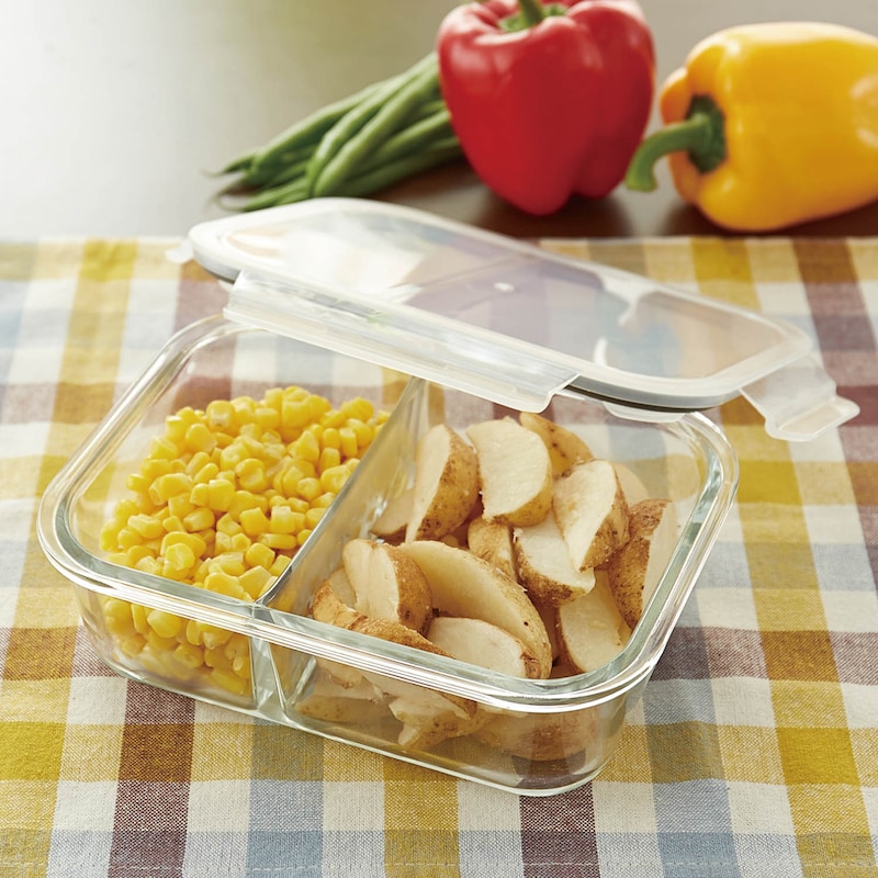 2分割式なので食材が混ざらず、ニオイ移りせず保存が可能