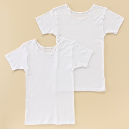 ３分袖シャツ２枚セット（綿素材・通年・通園通学）【子供・ジュニア】