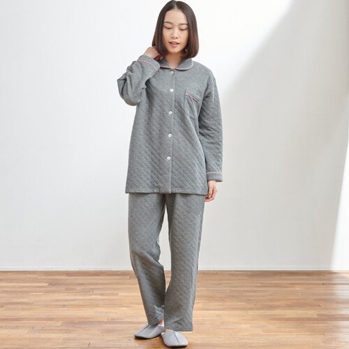 【選べる７色】裏綿キルト長袖シャツパジャマ