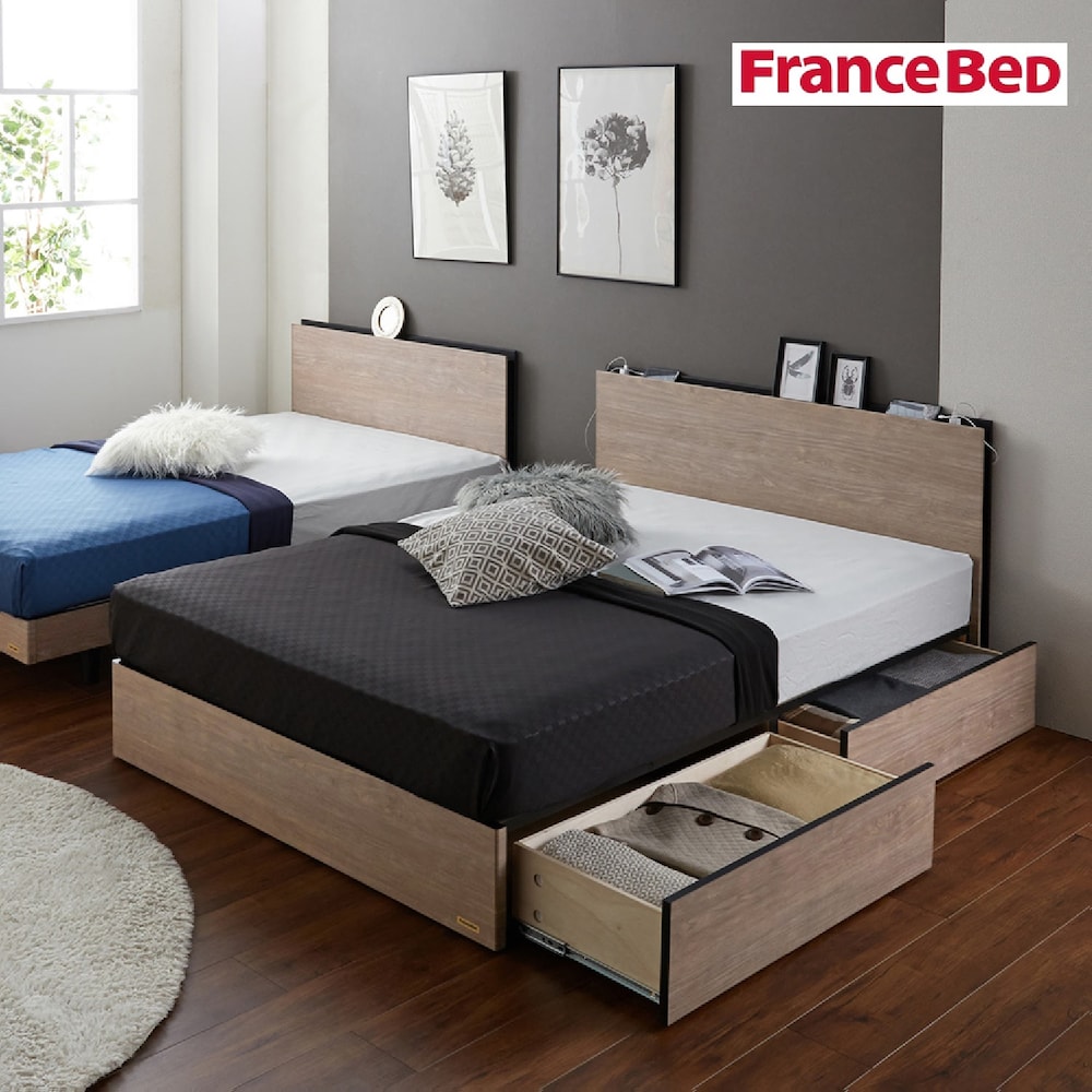 【フランスベッド】コンセント付き引出し収納すのこベッド