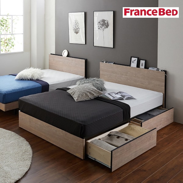 【フランスベッド】コンセント付き引出し収納すのこベッド
