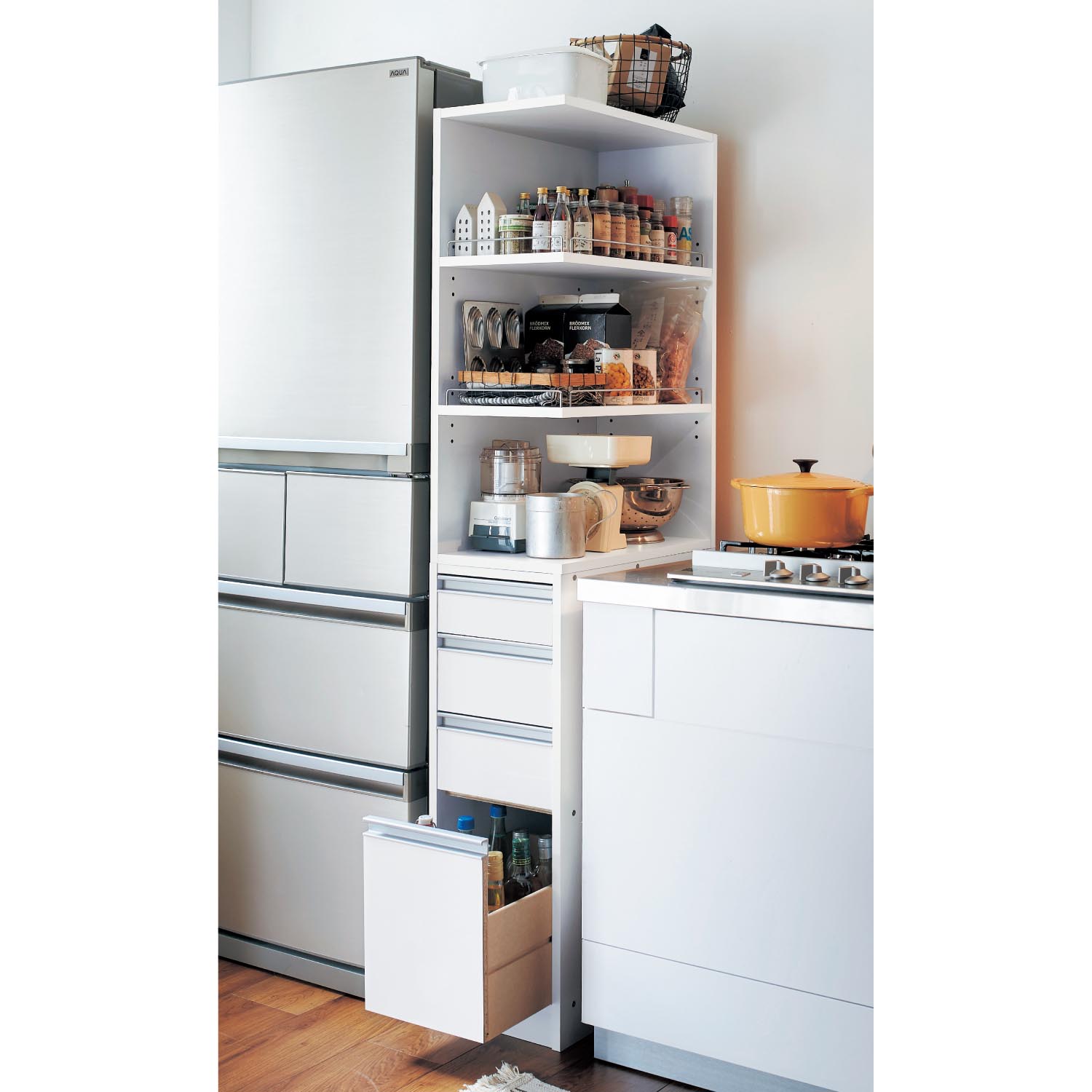 【ベルメゾン】オープン棚付きすき間ラック 【ベルメゾン】オープン棚付きすき間ラック