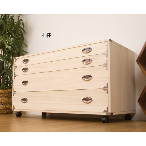 【ベルメゾン】キャスター付き桐チェスト 【たとう紙ごと着物が収納可能】