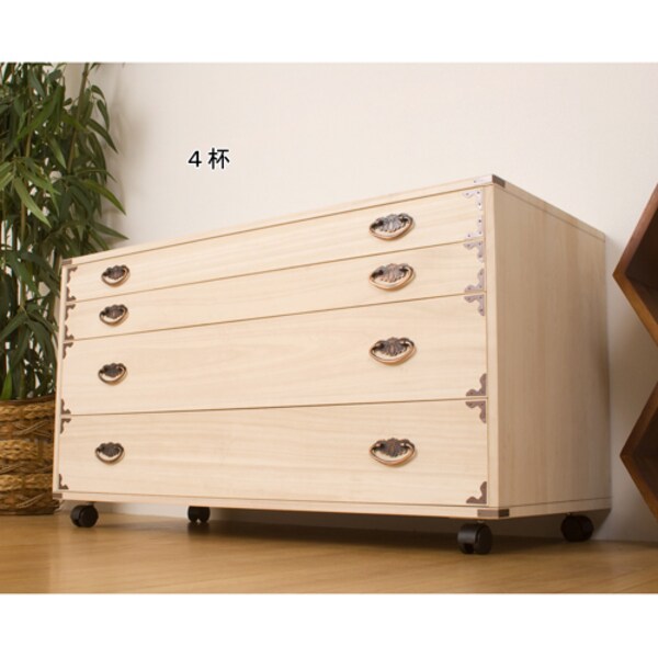 【ベルメゾン】キャスター付き桐チェスト 【たとう紙ごと着物が収納可能】