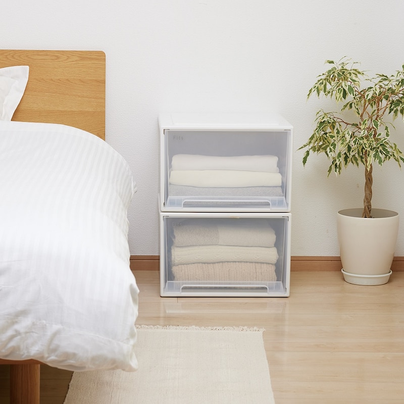 寝室イメージ／ホワイト×クリア　H×2個