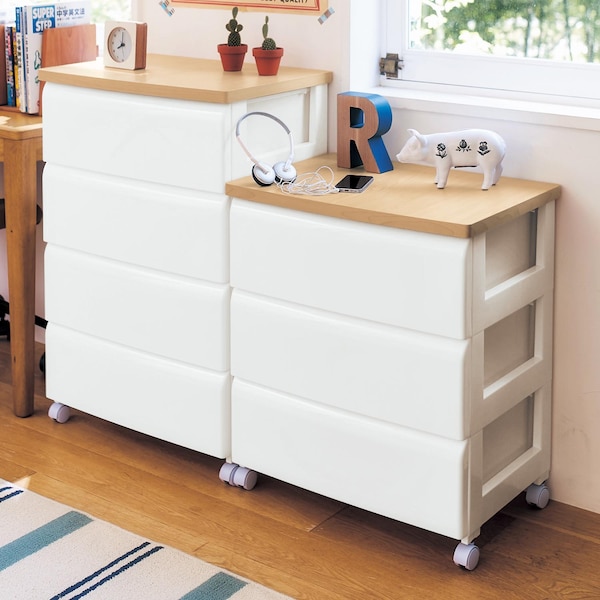 【ベルメゾン】木目調天板の8サイズから選べるキャスター付き収納チェスト