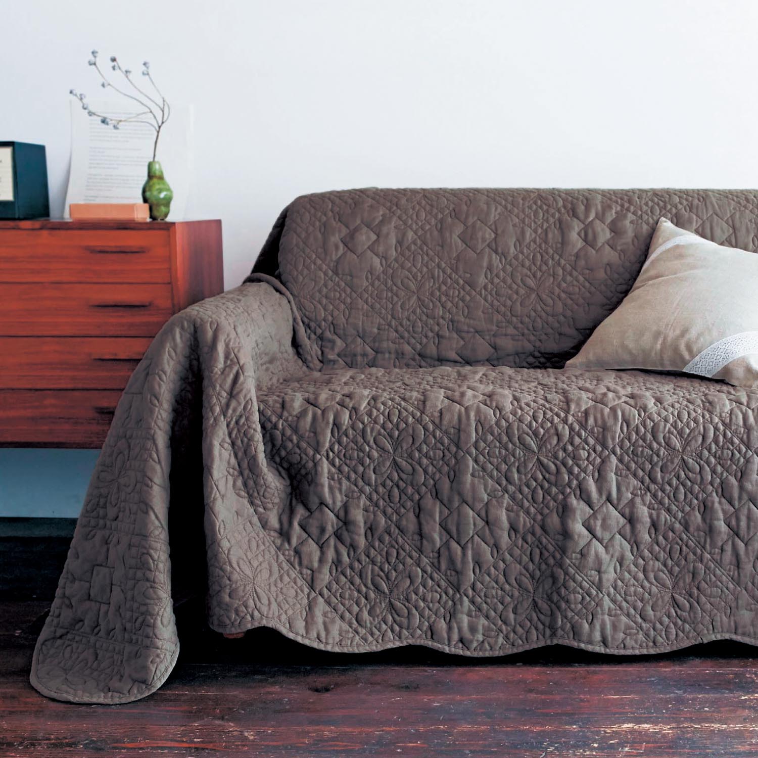 フレンチリネンキルトマルチカバー・ソファーカバー フレンチリネンキルトマルチカバー・ソファーカバー