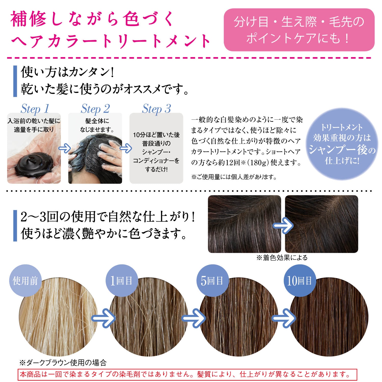 【1回のみお届け】 「ルナラボ」　ヘアカラートリートメント（ダークブラウン）