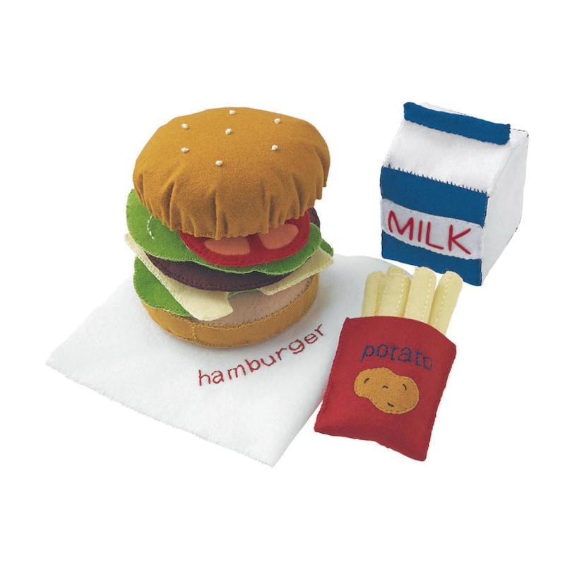 ハンバーガーセット　出来上がりサイズ／バーガー包み紙：約13.5×13.5cm