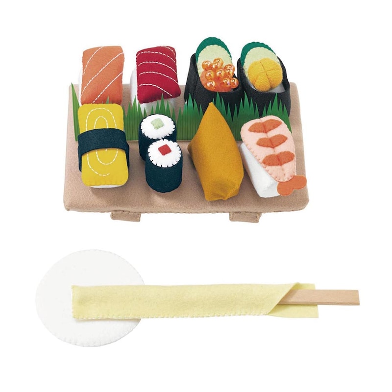 おすしセット　出来上がりサイズ／寿司下駄：約12×18×3（高さ）cm