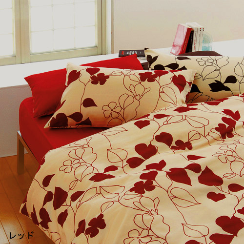 【西川】綿素材を使ったリーフ柄の掛け布団カバー/mee 【西川】綿素材を使ったリーフ柄の掛け布団カバー/mee