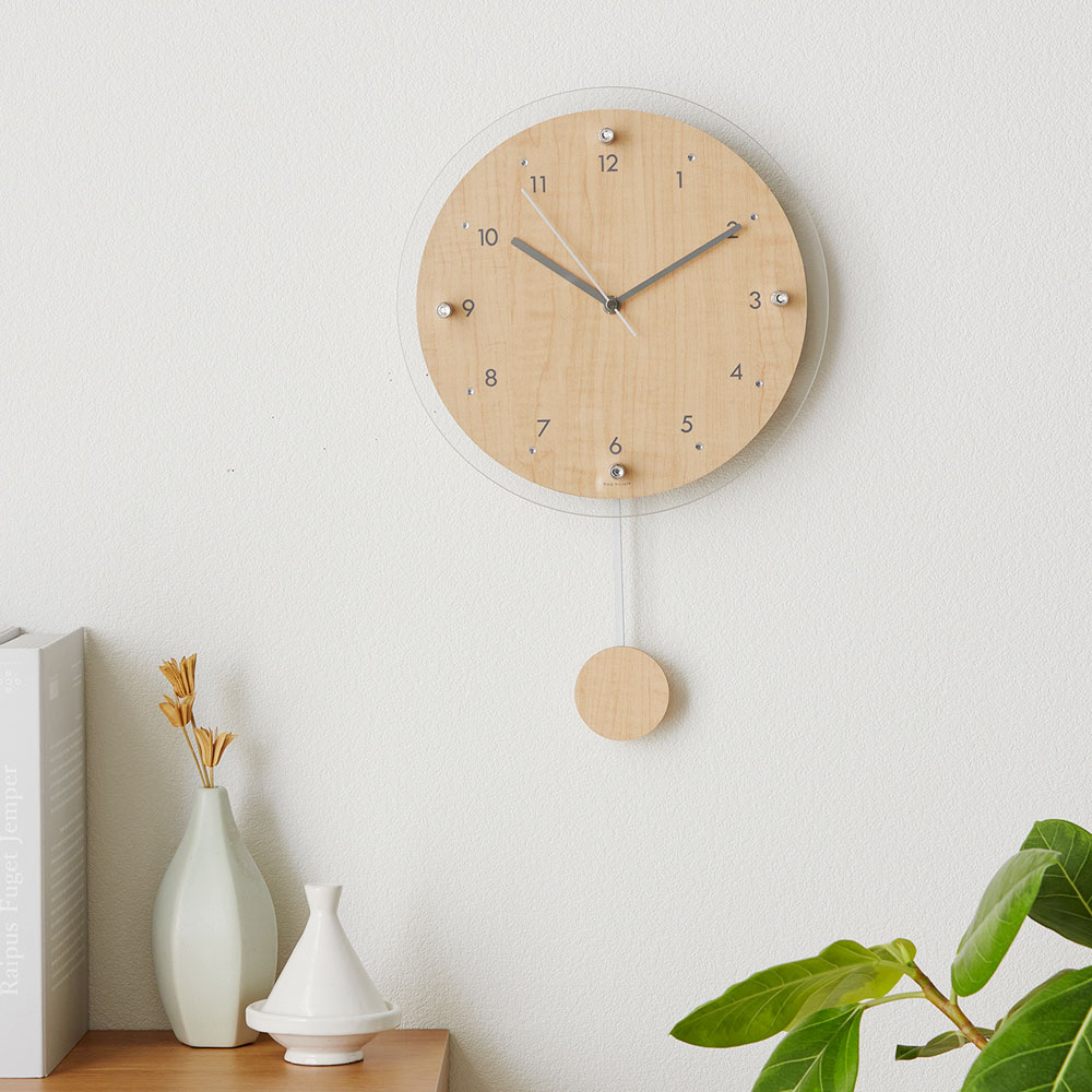 【ベルメゾン】木製振り子の電波時計 【ベルメゾン】木製振り子の電波時計