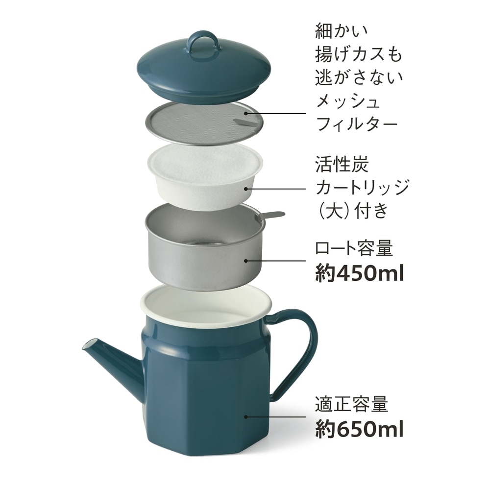 油をキレイに再利用できる八角ホーローオイルポット［日本製