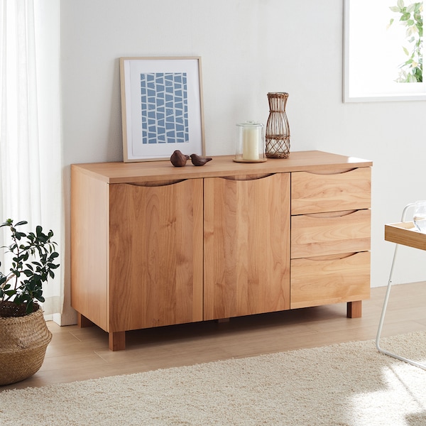 【ベルメゾン】あたたかみのあるアルダー材のローボード