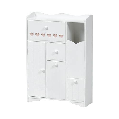 ハートモチーフの薄型トイレ収納ラック ＜４５×１４ｃｍ＞