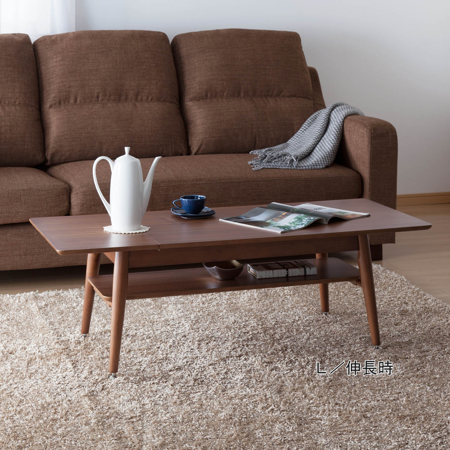 【ベルメゾン】伸張式リビングローテーブル 【天板の幅が広がる】 【ベルメゾン】伸張式リビングローテーブル 【天板の幅が広がる】