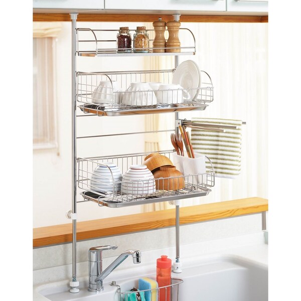 【ベルメゾン】取り付け簡単突っ張りステンレス水切りかご[日本製]