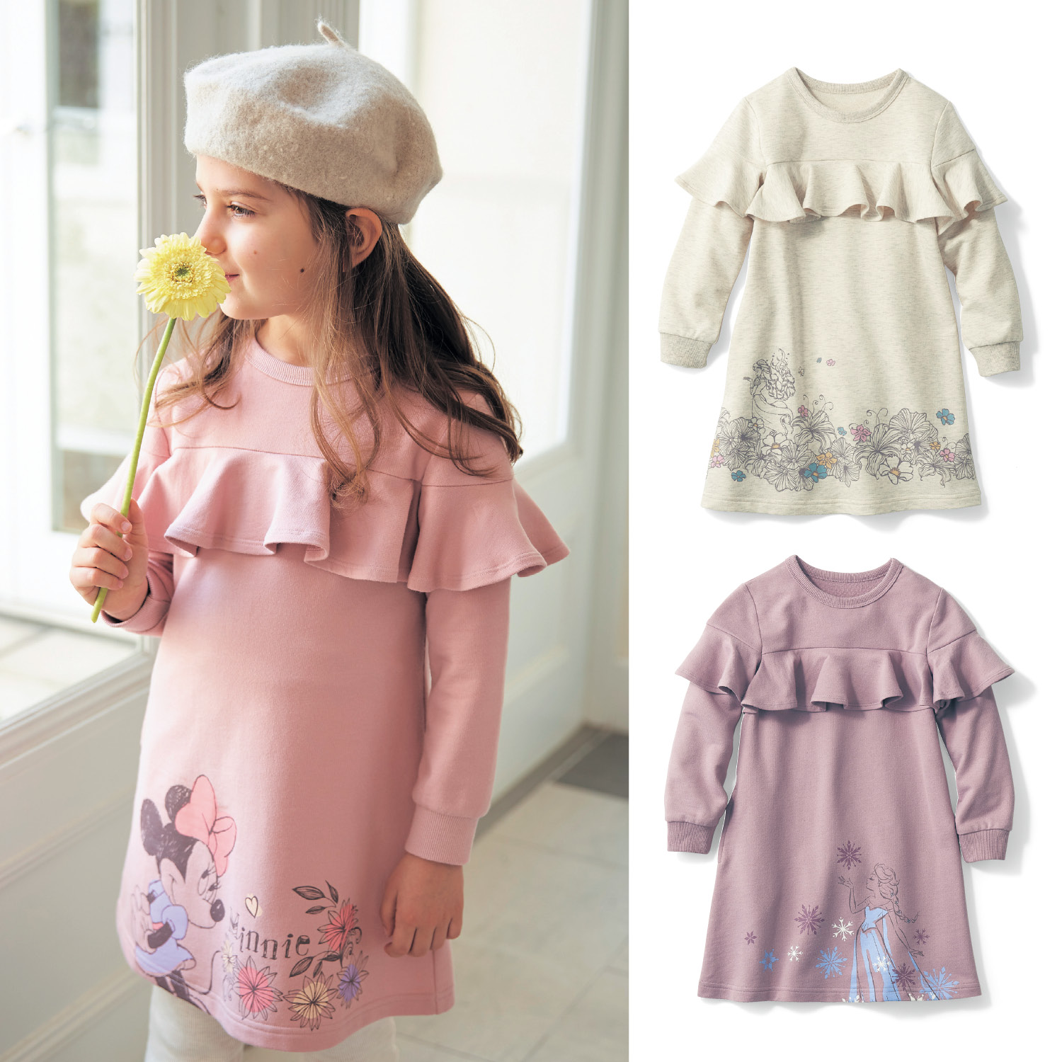 フリルミニ裏毛ワンピース 選べるキャラクター 子供服 ディズニー Disney 通販のベルメゾンネット フリルミニ裏毛ワンピース 選べるキャラクター 子供服 ディズニー Disney 通販のベルメゾンネット