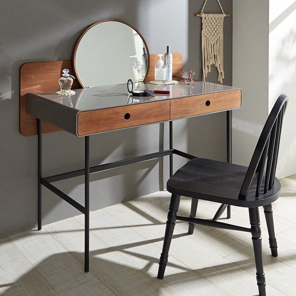 【ベルメゾン】身支度もできるミラー付きモダンドレッサー 【パソコンデスクとしても】