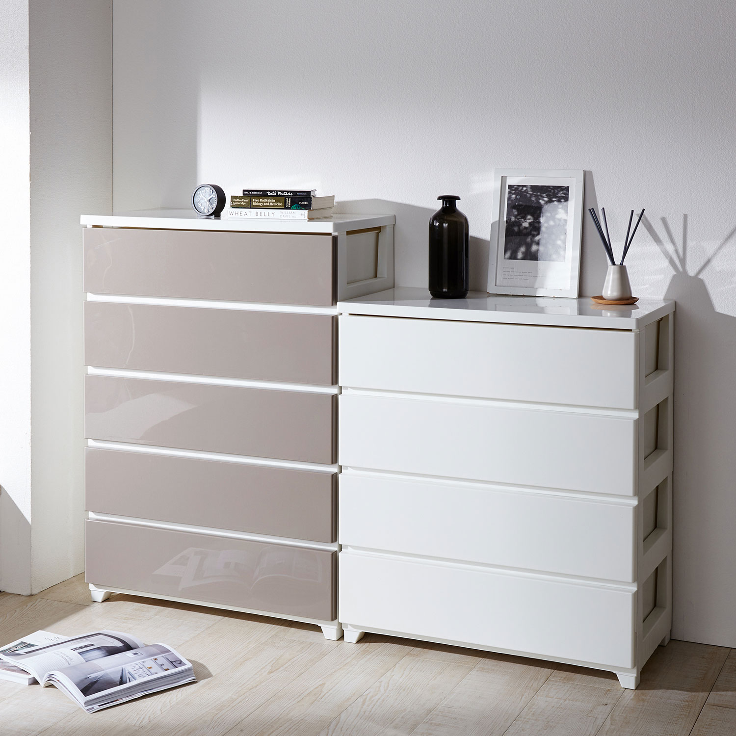 【ベルメゾン】スライドレールで開閉スムーズ!北欧調カラーの衣類収納チェスト