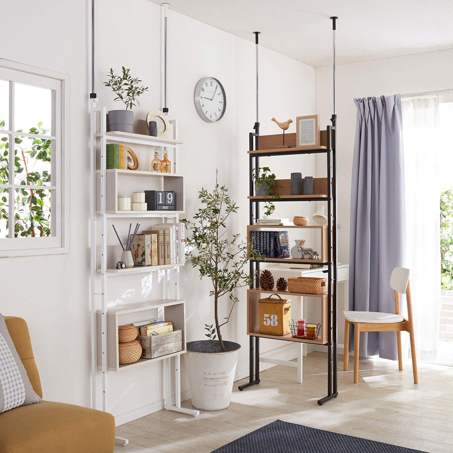 棚とボックスを自由に配置できる突っ張り式シェルフ 幅60cm 通販のベルメゾンネット 棚とボックスを自由に配置できる突っ張り式シェルフ 幅60cm 通販のベルメゾンネット