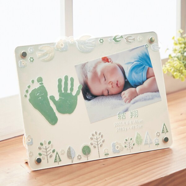 【ベルメゾン】手形足型名入れアクリルフォトスタンド お仕立て券 【ベビー用品】