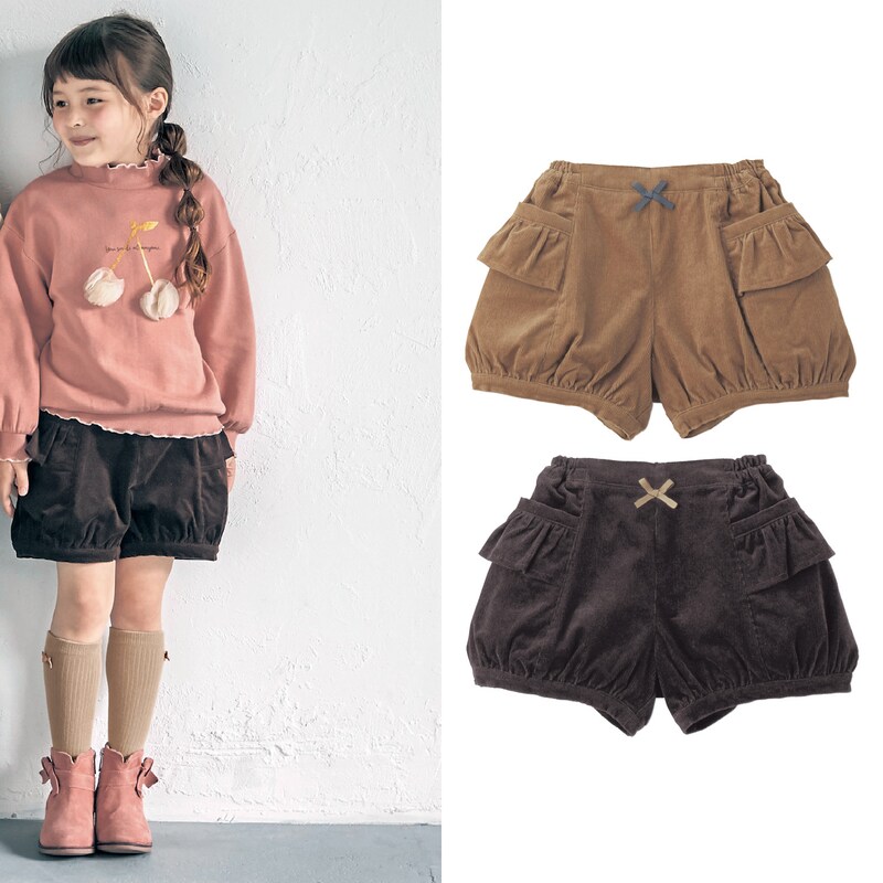 フリルポケットコーデュロイショートパンツ 女の子 子供服 通販のベルメゾンネット