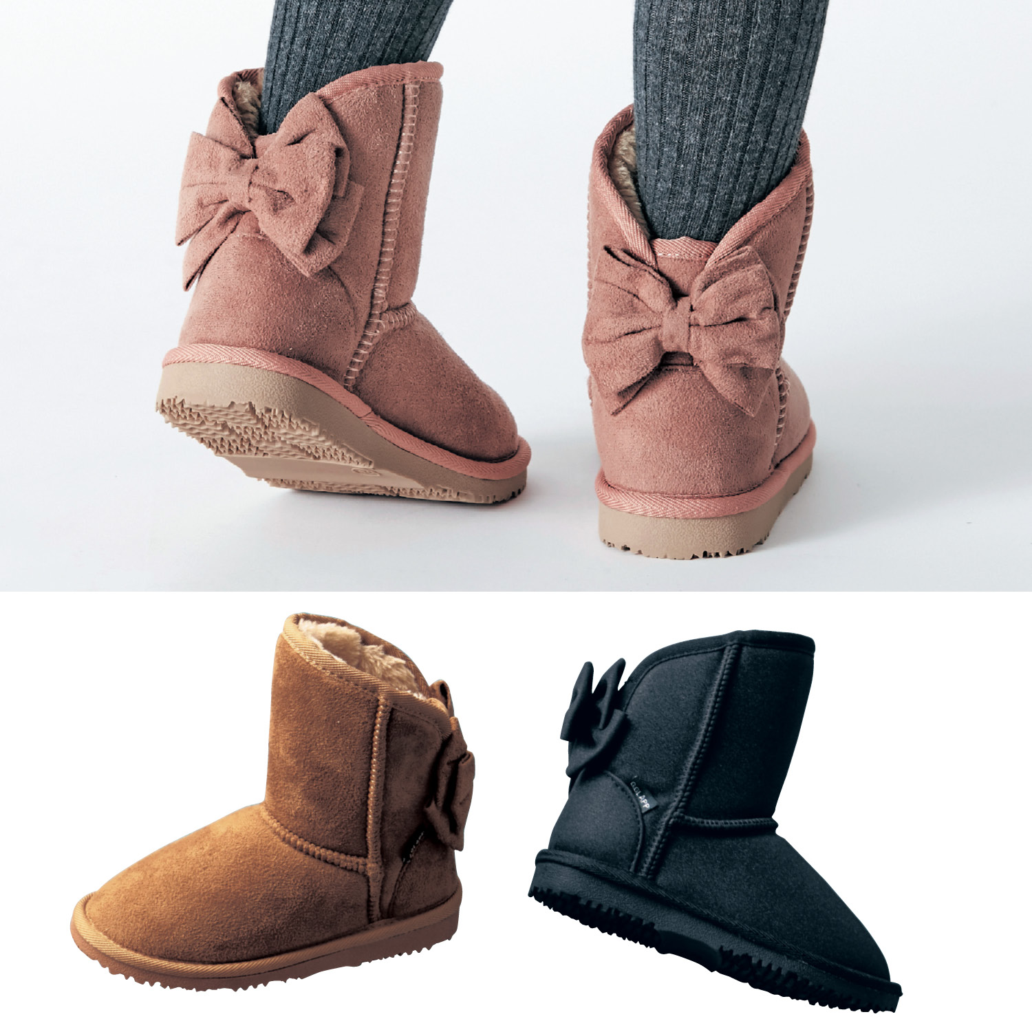 バックリボンムートン風ブーツ 女の子 子供服 通販のベルメゾンネット バックリボンムートン風ブーツ 女の子 子供服 通販のベルメゾンネット