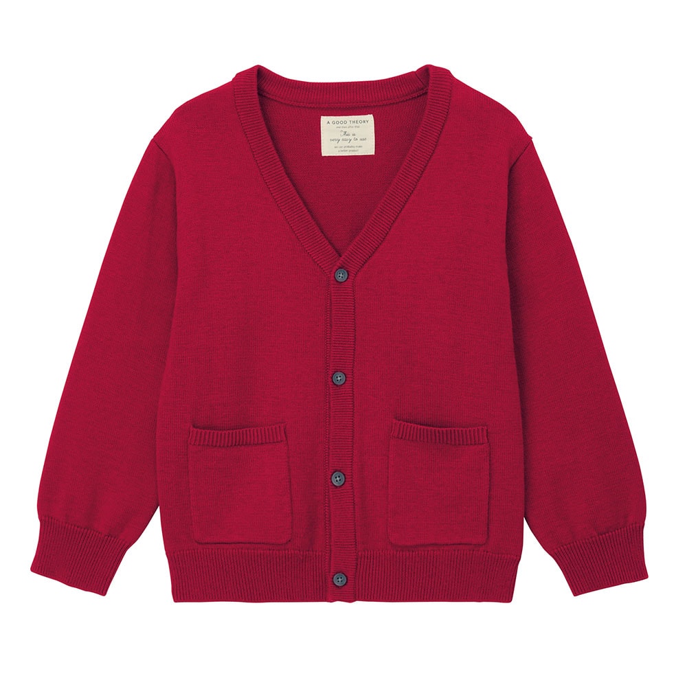 THE GUILTY PARTIES 赤 Vネック カーディガン 綿混Vネックニットカーディガン（子供服 カーディガン/ベスト