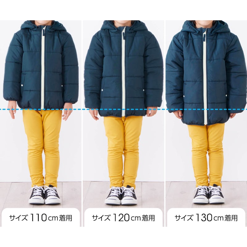 サイズ別着用比較／モデル身長112cm