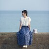 【プリュスボルメ/+borme】コットン100%ボイルロング丈花柄ギャザースカート