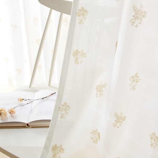 【ベルメゾン】【99サイズ】 フラワー柄のUVカット・ミラーレースカーテン