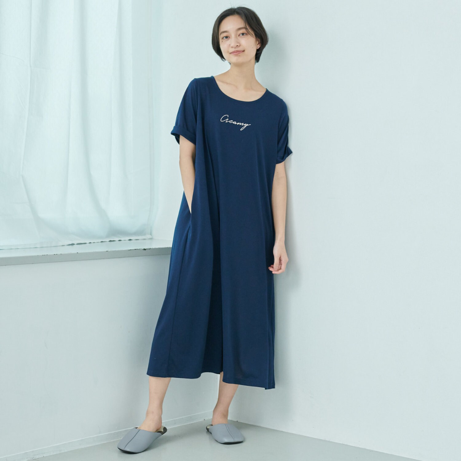 接触冷感 ロゴプリント入り半袖ロングワンピース アフターナイン After Nine 通販のベルメゾンネット 接触冷感 ロゴプリント入り半袖ロングワンピース アフターナイン After Nine 通販のベルメゾンネット