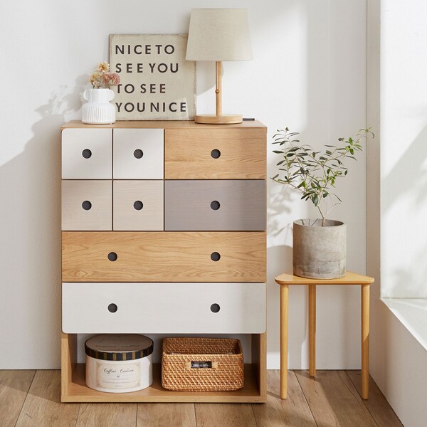 【ベルメゾン】オーク材×北欧ナチュラルカラーのリビングチェスト