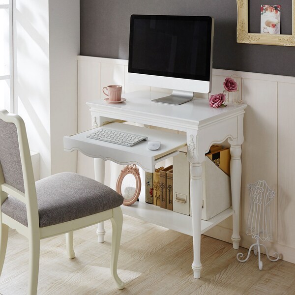 【ベルメゾン】エレガント調スライド棚付きパソコンデスク