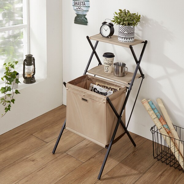 【ベルメゾン】棚付きフォールディングマガジンラック