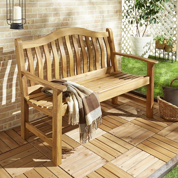 【ベルメゾン】アカシア材のガーデンベンチ